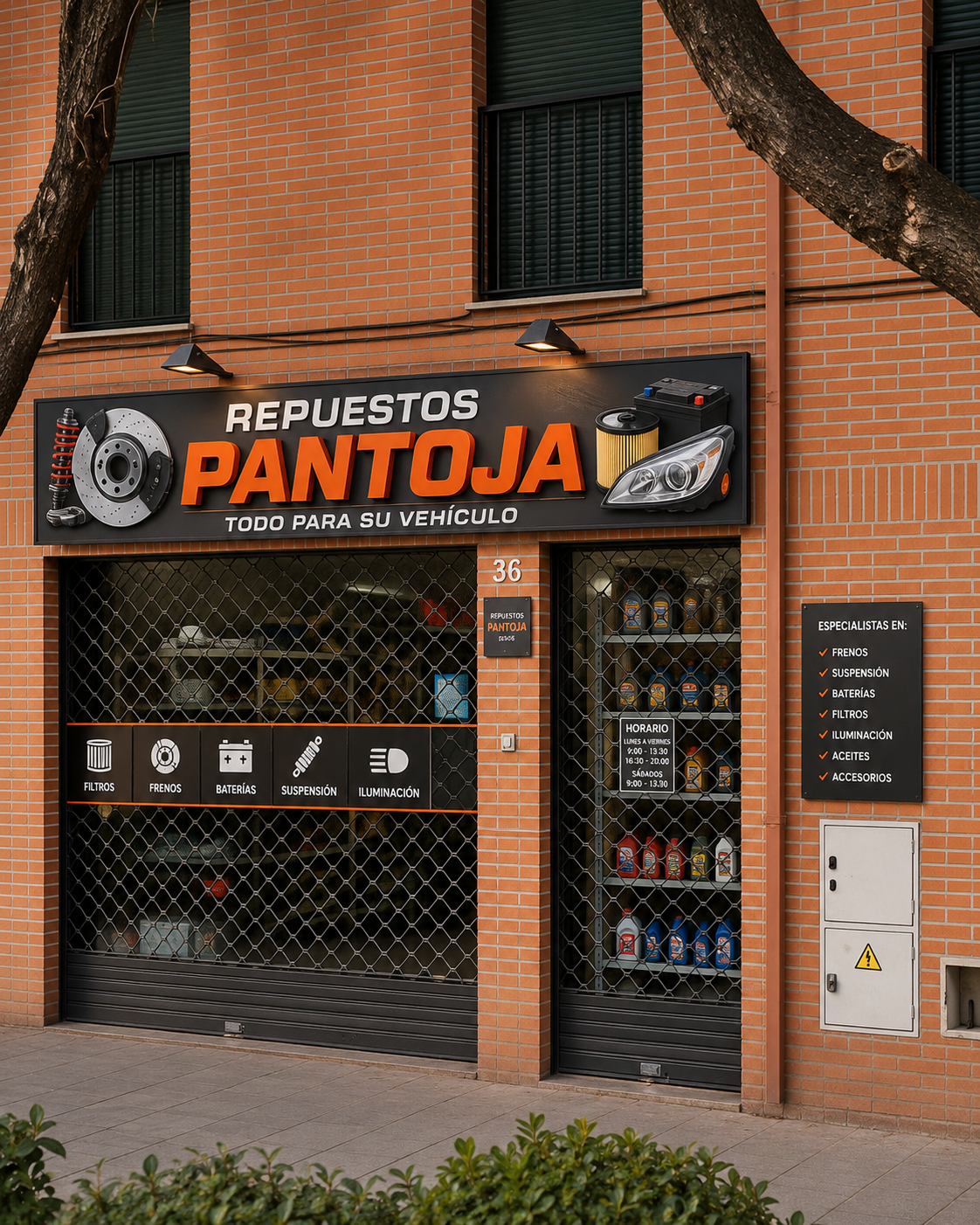 Fachada de la tienda Repuestos Pantoja en San Martín de la Vega